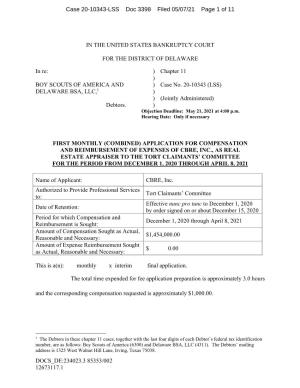 And Reimbursement of Expenses of Cbre, Inc., As Real Estate Appraiser to the Tort Claimants’ Committee for the Period from December 1, 2020 Through April 8, 2021