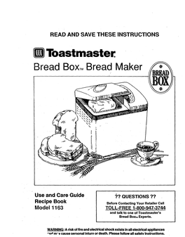 O Toastmaster. Bread Box .Bread Maker