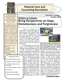 Bring Perspectives on Hope, Homelessness and Forgiveness