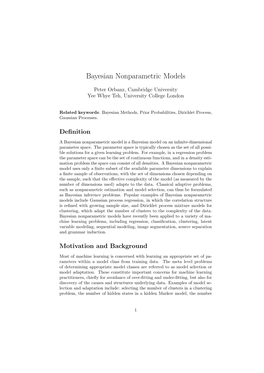 Bayesian Nonparametric Models