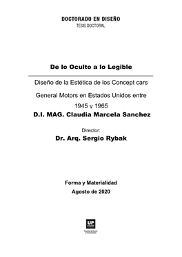 Dr. Arq. Sergio Rybak De Lo Oculto a Lo Legible Diseño De La Estética De