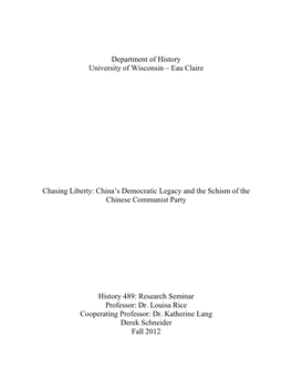 China's Democratic Legacy and the Schism Of