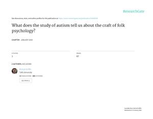What Does the Study of Autism Tell Us About the Craft of Folk Psychology?
