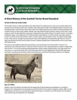 A Short History of the Scottish Terrier Breed Standard by Cindy Cooke