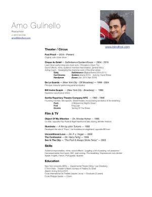Amo Gulinello Physical Actor +1 (917) 343-5164 Amo@Blindfool.Com