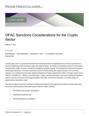 OFAC Sanctions Considerations for the Crypto Sector