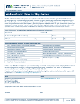 Wild Mushroom Harvester Registration Form