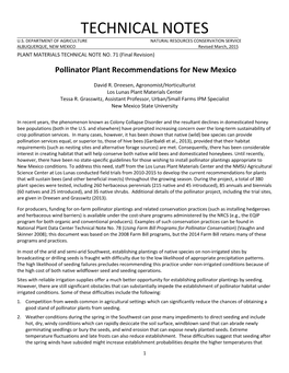 Pollinator Plant Recommendations for New Mexico