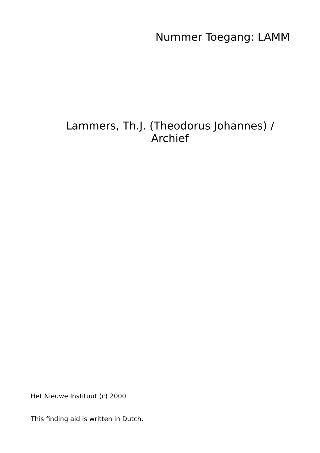 Lammers, Th.J. (Theodorus Johannes) / Archief