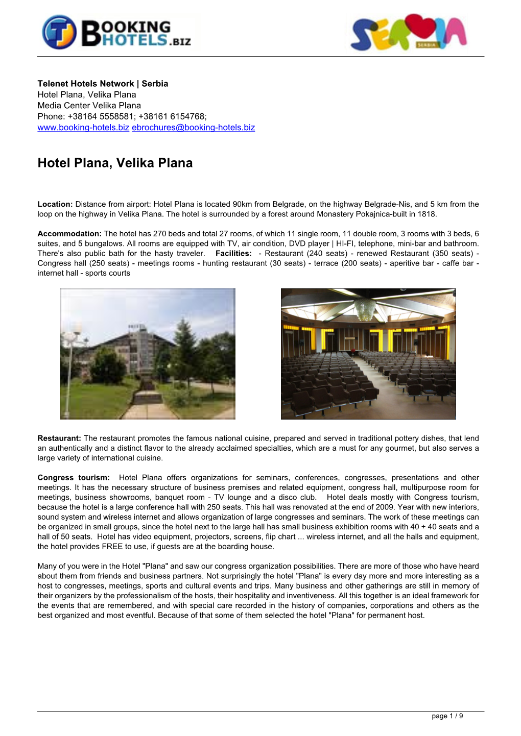 Sq Ebrochures 335 | Hotel Plana, Velika Plana