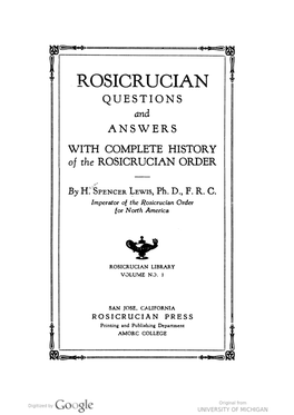 Rosicrucian Questions and Answers : with Complete History of The