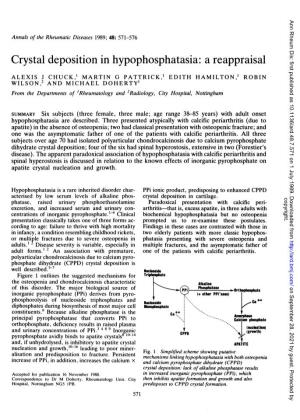 Crystal Deposition in Hypophosphatasia: a Reappraisal
