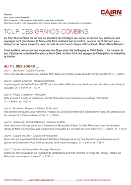 TOUR DES GRANDS COMBINS Le Tour Des Combins Est Un Très Bel Itinéraire De Montagne Peu Connu Et Surtout Peu Parcouru