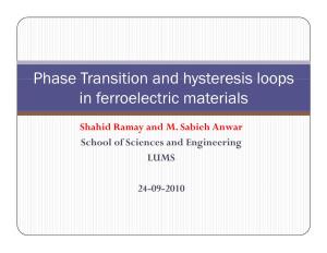 Phase Transition and Hysteresis Loops in Ferroelectric Materials
