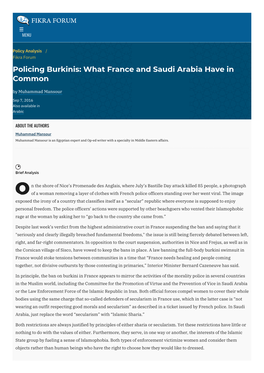 Policing Burkinis: What France and Saudi Arabia Have in Common by Muhammad Mansour
