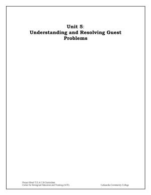 Unit 5: Understanding and Resolving Guest Problems