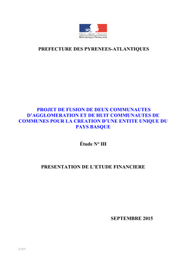 Prefecture Des Pyrenees-Atlantiques Projet De Fusion De Deux Communautes D'agglomeration Et De Huit Communautes De Communes Po