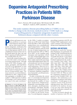 Dopamine Antagonist Prescribing Practices in Patients with Parkinson Disease