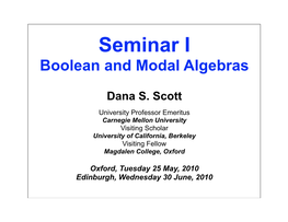 Seminar I Boolean and Modal Algebras