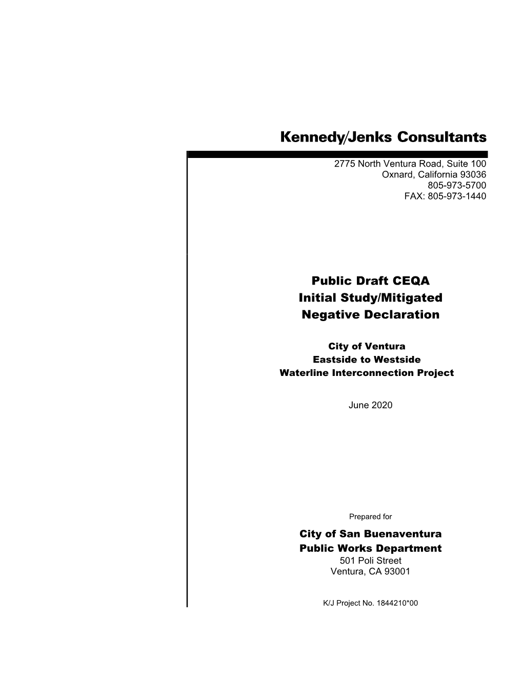 Public Draft CEQA Initial Study/Mitigated Negative Declaration