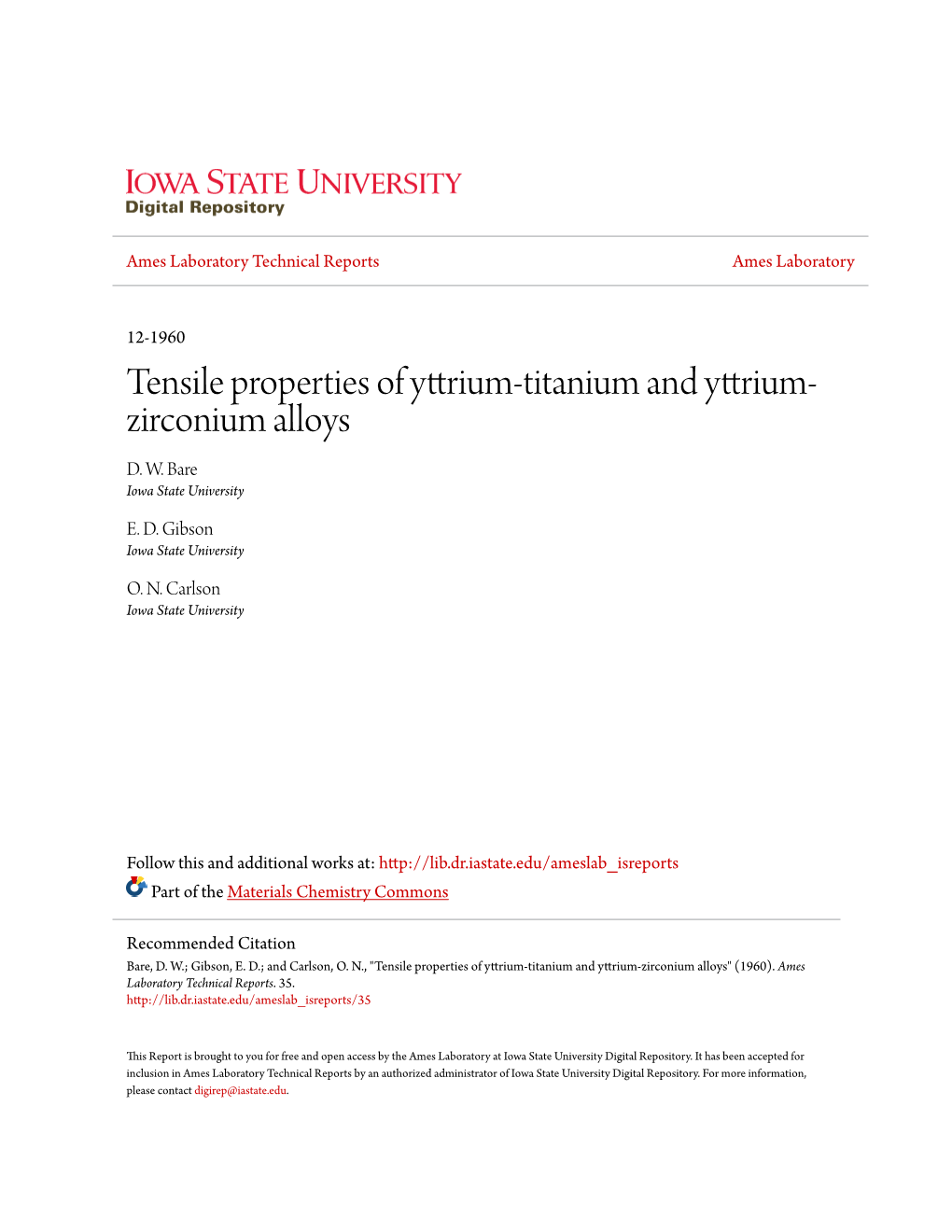 Tensile Properties of Yttrium-Titanium and Yttrium-Zirconium Alloys