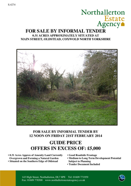 For Sale by Informal Tender Guide Price Offers In