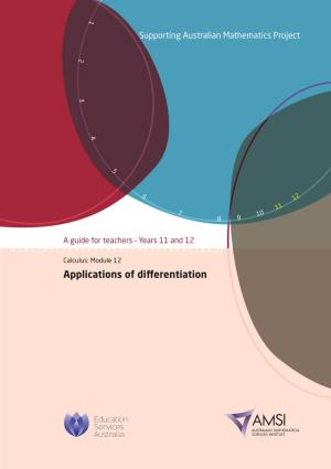 Applications of Differentiation Applications of Differentiation– a Guide for Teachers (Years 11–12)