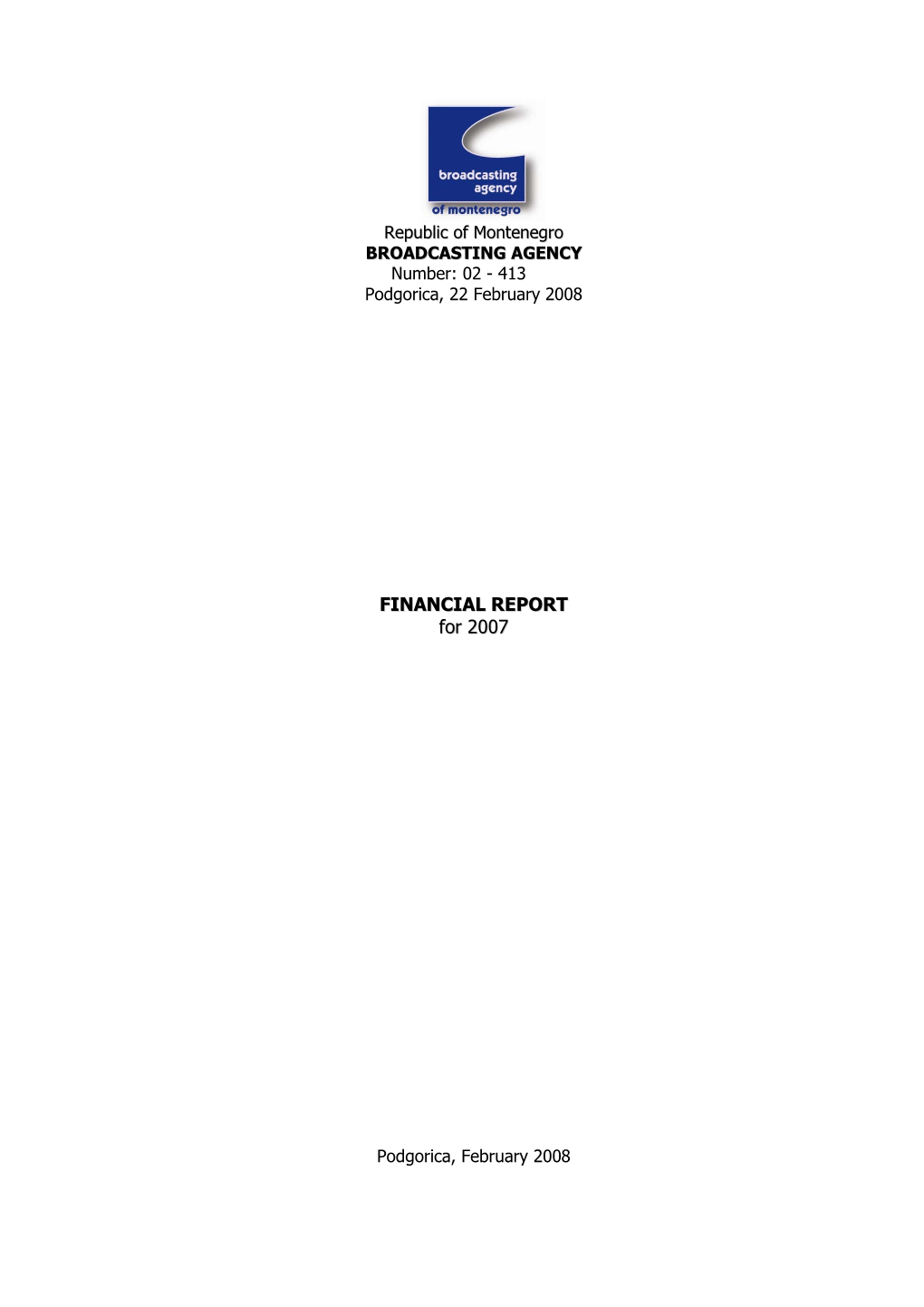 FINANCIAL REPORT for 2007