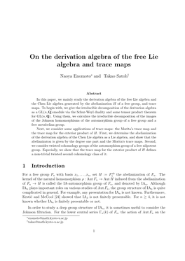 On the Derivation Algebra of the Free Lie Algebra and Trace Maps
