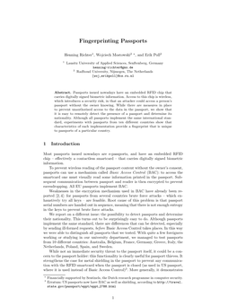 Fingerprinting Passports