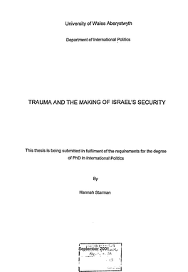 Trauma and the Making of Israel's Security