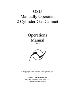 OSU Manually Operated 2 Cylinder Gas Cabinet Operations Manual