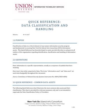 Quick Reference: Data Classification and Handling