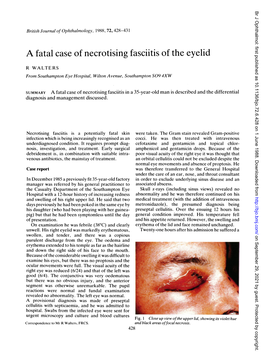A Fatal Case of Necrotising Fasciitis of the Eyelid