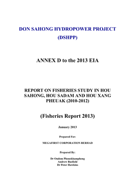 ANNEX D to the 2013 EIA (Fisheries Report 2013)