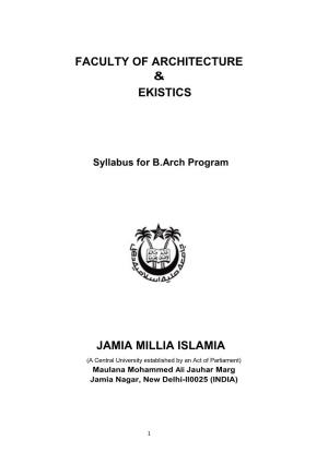 Syllabus for B.Arch Program