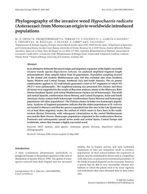 Phylogeography of the Invasive Weed Hypochaeris Radicata