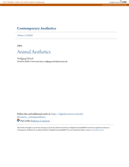 Animal Aesthetics Wolfgang Welsch Friedrich-Schiller-Universitaet Jena, Wolfgang.Welsch@Uni-Jena.De