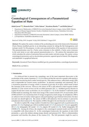 Cosmological Consequences of a Parametrized Equation of State