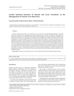 Caudal Epidural Injection of Steroid and Local Anesthetic in the Management of Chronic Low-Back Pain