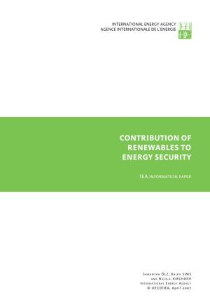 Contribution of Renewables to Energy Security