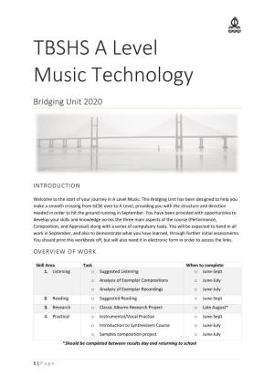 TBSHS a Level Music Technology