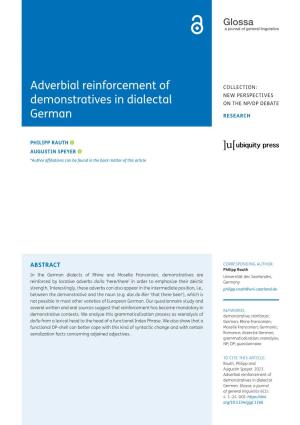 Adverbial Reinforcement of Demonstratives in Dialectal German