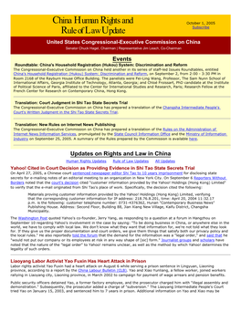 CECC China Human Rights and Rule of Law Update Found on the CLB Web Site and in the CECC Political Prisoner Data Base