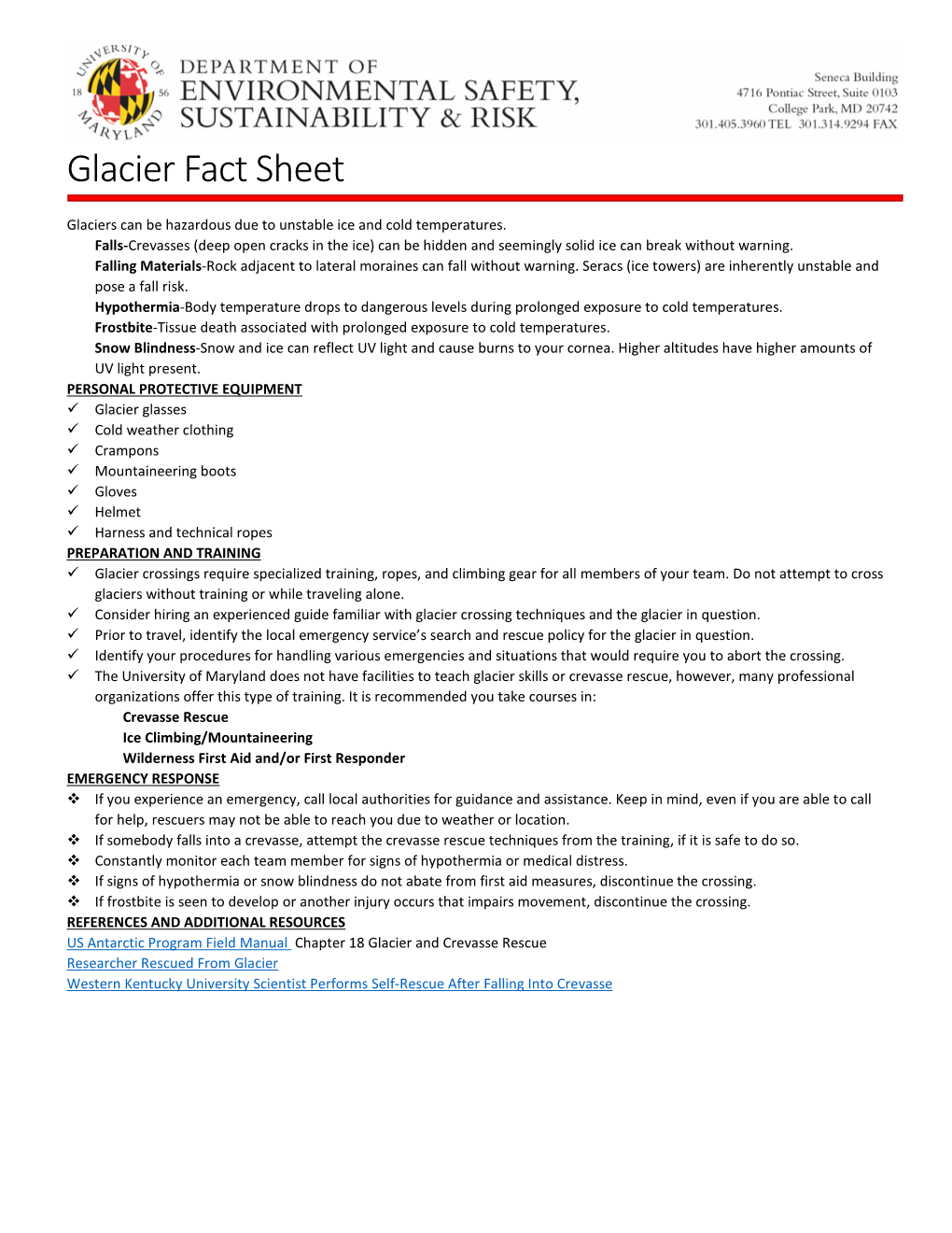 Glacier Fact Sheet