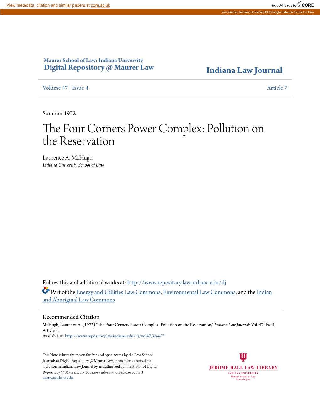 The Four Corners Power Complex: Pollution on the Reservation