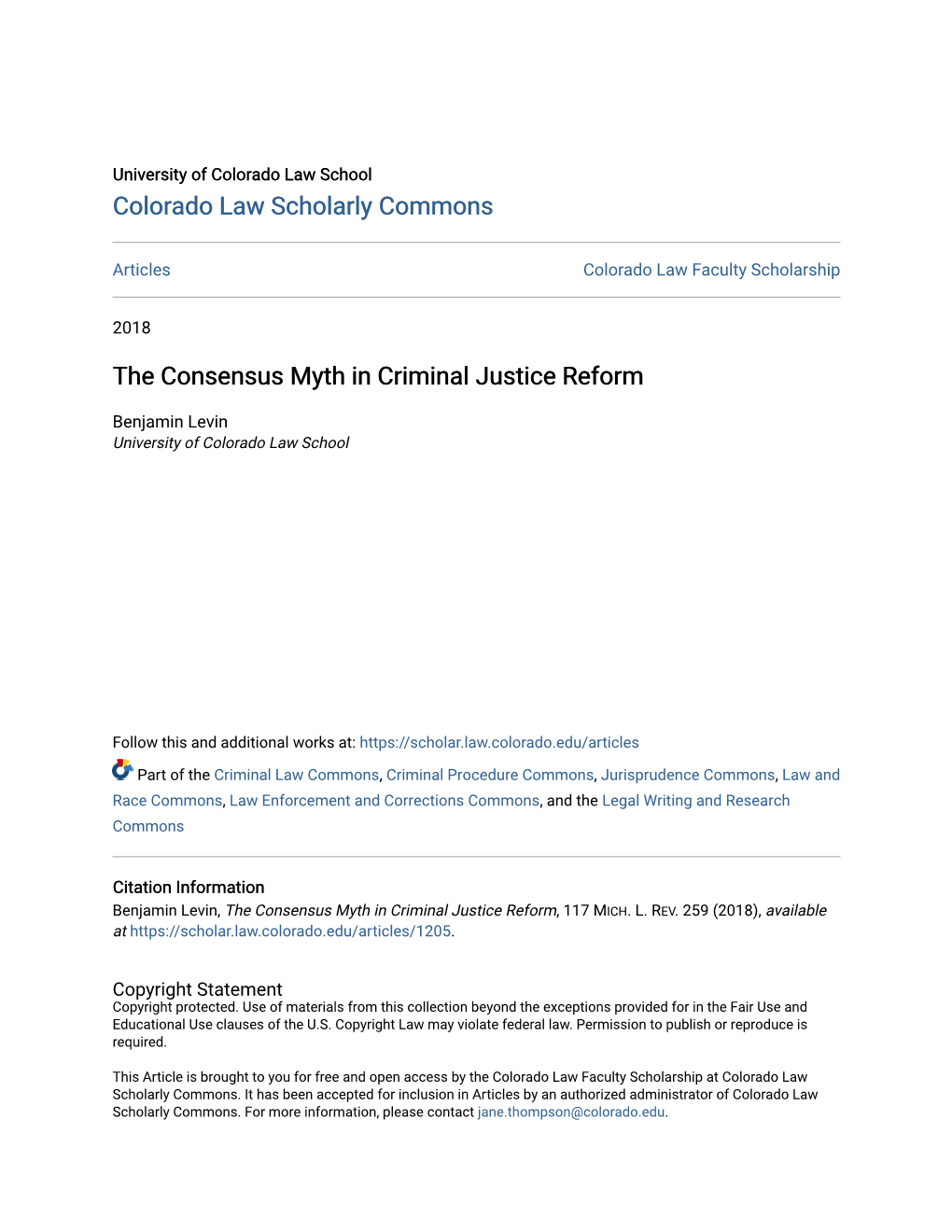 The Consensus Myth in Criminal Justice Reform