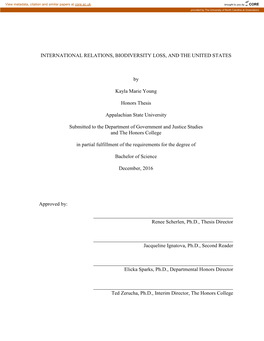 International Relations, Biodiversity Loss, and the United States