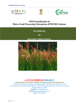PM Formalization of Micro Food Processing Enterprises (PMFME) Scheme HANDBOOK