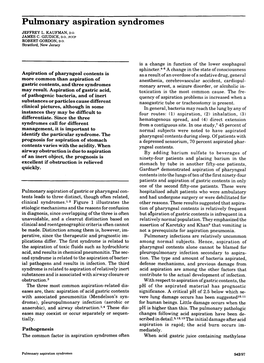 Pulmonary Aspiration Syndromes